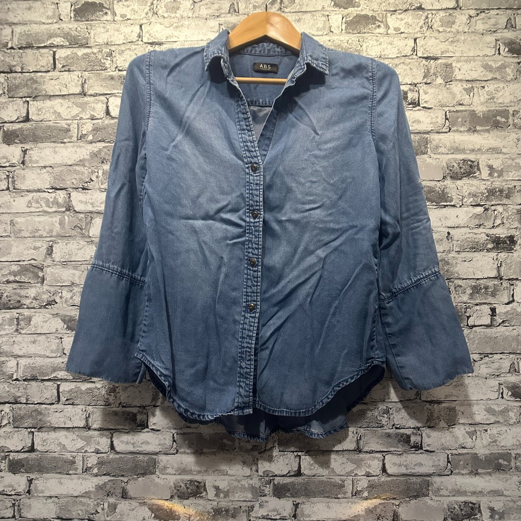 Euc A.B.S By Allen Schwaatz Cloth Stone Tencel Button Down Shirt Women's Size 6